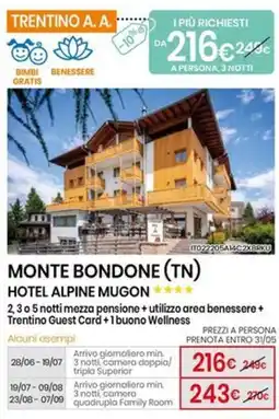 Eurospin Monte bondone (tn) hotel alpine mugon offerta
