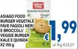 DEM Asiago food burger vegetale fave fagioli neri e broccoli/ veggie burger kale e quinoa x2 offerta