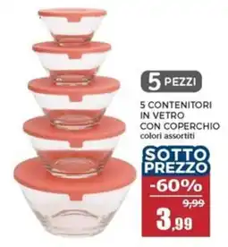 Happy Casa 5 contenitori in vetro con coperchio offerta