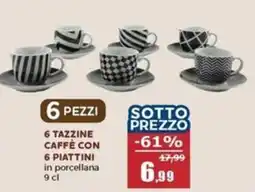Happy Casa 6 tazzine caffè con 6 piattini offerta
