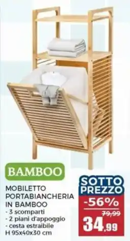Happy Casa Bamboo mobiletto portabiancheria in bamboo offerta