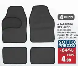 Happy Casa 4 tappetini per auto offerta