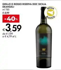 Bennet Grillo o rosso riserva doc sicilia DEANGELI offerta