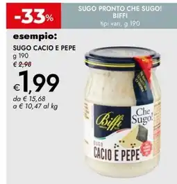 Bennet Sugo cacio e pepe BIFFI offerta