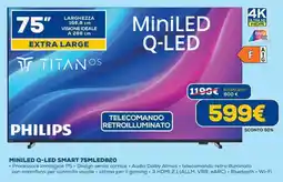 Euronics PHILIPS MINILED Q-LED SMART 75MLED820 offerta