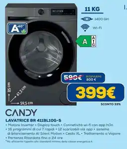Euronics CANDY LAVATRICE BR 411BL10G-S offerta