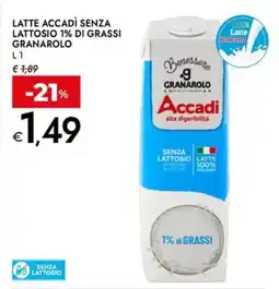 Bennet Latte accadì senza lattosio 1% di grassi GRANAROLO offerta