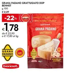 Bennet Grana padano grattugiato dop BENNET offerta