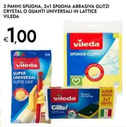 Bennet 3 panni spugna, 2+1 spugna abrasiva glitzi crystal o guanti universali in lattice VILEDA offerta