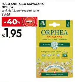 Bennet Fogli antitarme salvalana ORPHEA offerta