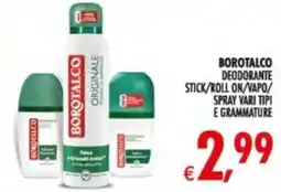 Deco Supermercati Borotalco deodorante stick/roll on/vapo/ spray offerta