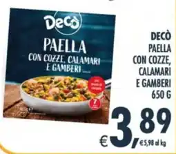 Deco Supermercati Decò paella con cozze calamari e gamberi offerta