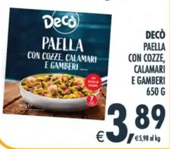 Deco Supermercati Decò paella con cozze calamari e gamberi offerta