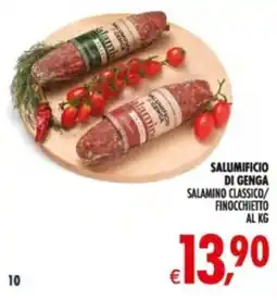 Deco Supermercati Salumificio di genga salamino classico/ finocchietto al kg offerta