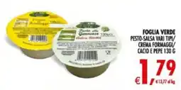 Deco Supermercati Foglia verde pesto-salsa vari tipi/ crema formaggi cacio e pepe offerta