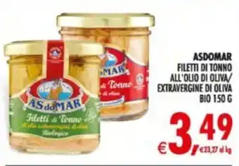 Deco Supermercati Asdomar filetti di tonno all'olio di oliva extravergine di oliva bio offerta