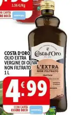 Deco Supermercati Costa d'oro olio extra vergine di oliva non filtrato offerta