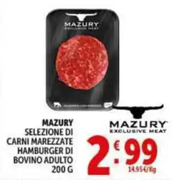 Deco Supermercati Mazury selezione di carni marezzate hamburger di bovino adulto offerta