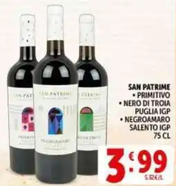 Deco Supermercati San patrime primitivo nero di troia puglia IGP negroamaro salento IGP offerta