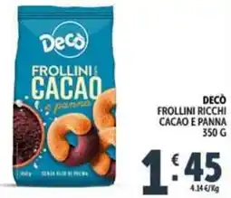 Deco Supermercati Decò frollini ricchi cacao e panna offerta