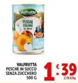 Deco Supermercati Valfrutta pesche in succo senza zucchero offerta