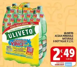 Deco Supermercati Uliveto acqua minerale naturale 6 bottiglie offerta