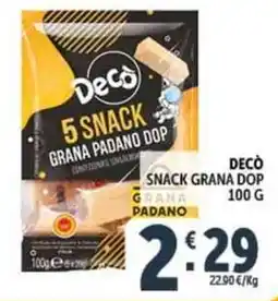 Deco Supermercati Decò snack grana dop offerta