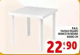 Deco Supermercati P.A.S. tavolo figaro bianco in resina 80x80 cm offerta