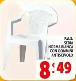 Deco Supermercati P.A.S. Sedia norma bianca con gommini antiscivolo offerta