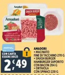 Deco Supermercati Amadori smash burger hamburger saporito con bacon offerta