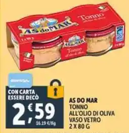 Deco Supermercati As do mar tonno all'olio di oliva vaso vetro offerta