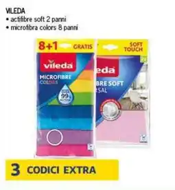 Deco Supermercati VILEDA actifibre soft 2 panni microfibra colors 8 panni offerta