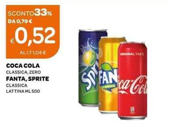 Ekom Coca Cola Classica, Zero Fanta, Sprite Classica Lattina 500 ml offerta