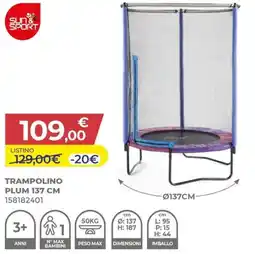 Toys Center Sun & sport trampolino plum 137 cm offerta