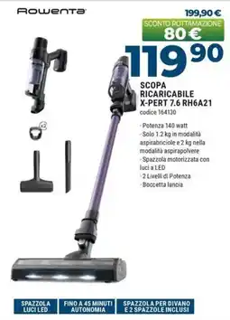 Sinergy Rowenta SCOPA RICARICABILE X-PERT 7.6 RH6A21 offerta