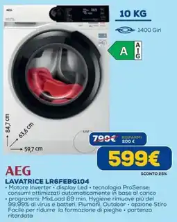 DIMOStore AEG LAVATRICE LR6FEBG104 offerta