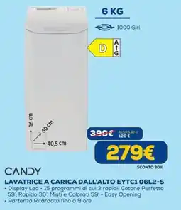 DIMOStore CANDY LAVATRICE A CARICA DALL'ALTO EYTC1 06L2-S offerta