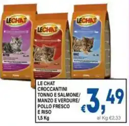 DEM Le chat croccantini tonno e salmone/ manzo e verdure/ pollo fresco e riso offerta