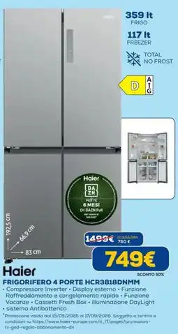 DIMOStore Haier FRIGORIFERO 4 PORTE HCR3818DNMM offerta