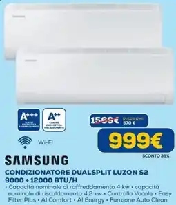 DIMOStore SAMSUNG CONDIZIONATORE DUALSPLIT LUZON S2 9000+12000 BTU/H offerta