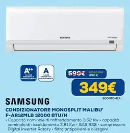 DIMOStore SAMSUNG CONDIZIONATORE MONOSPLIT MALIBU' F-AR12MLB 12000 BTU/H offerta