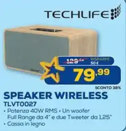 Euronics TECHLIFE SPEAKER WIRELESS TLVT0027 offerta