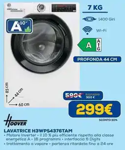 Euronics HOOVER LAVATRICE H3WPS4376TAM offerta