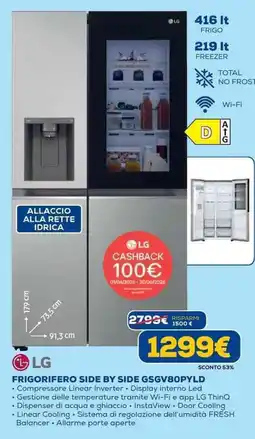 Euronics LG FRIGORIFERO SIDE BY SIDE GSGV80PYLD offerta