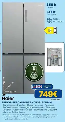Euronics Haier FRIGORIFERO 4 PORTE HCR3818DNMM offerta