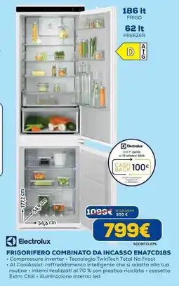 Euronics Electrolux FRIGORIFERO COMBINATO DA INCASSO ENA7CD18S offerta