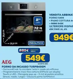 Euronics AEG FORNO DA INCASSO TU5PB43SM offerta