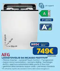 Euronics AEG LAVASTOVIGLIE DA INCASSO FSE77717P offerta