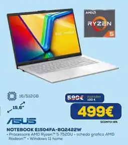 DIMOStore ASUS NOTEBOOK E1504FA-BQ2422W offerta