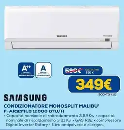 Euronics SAMSUNG CONDIZIONATORE MONOSPLIT MALIBU' F-AR12MLB 12000 BTU/H offerta